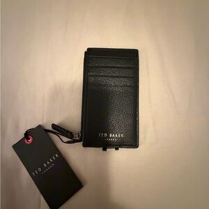 Ted Baker Black Leather Textured 9-Card Holder NWT
